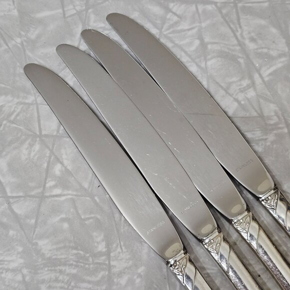 Oneida Silverplate Evening Star Dinner Knives 9" set-4 vintage 1950s - Picture 4 of 10